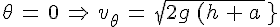 4$\theta\,=\,0\,\Rightarrow\,v_\theta\,=\,sqrt{2g\,(h\,+\,a\,)}