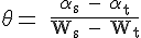 4$ \rm \theta = \frac{\alpha_s - \alpha_t}{W_s - W_t}