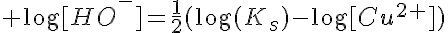 5$ \log[HO^-]=\frac{1}{2}(\log(K_s)-\log[Cu^{2+}])