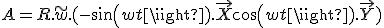 A = R.\tilde~w.(-sin(wt).\vec{X} + cos(wt).\vec{Y})