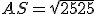 AS=\sqrt{2525}