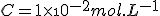 C = 1\times\10^{-2}mol.L^{-1}
