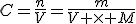 C=\frac{n}{V}=\frac{m}{V \times M}