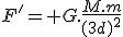 F'= G.\fr{M.m}{(3d)^2}