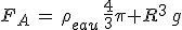 F_A\,=\,\rho_{eau}\,\frac{4}{3}\pi R^3\,g