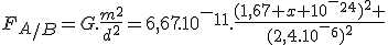 F_A_/_B=G.\frac{m^2}{d^2}=6,67.10^-^1^1.\frac{(1,67 x 10^-^2^4)^2 }{(2,4.10^-^6)^2}