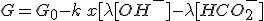 G=G_0-k\,x[\lambda[OH^{-}]-\lambda[HCO_2^{-}]