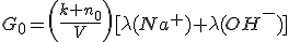 G_0=\left(\frac{k n_0}{V}\right)[\lambda(Na^+)+\lambda(OH^-)]