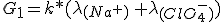 G_1=k*(\lambda_{(Na^+)}\,+\lambda_{(ClO_4^-)})