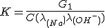 K = \frac{G_1}{C(\lambda_{(Na^+)}+\lambda_{(OH^-)})
