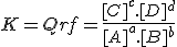 K=Qrf=\frac{[C]^c.[D]^d}{[A]^a.[B]^b}