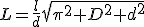 L=\frac{l}{d}\sqrt{\pi^2 D^2+d^2}