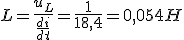 L=\frac{u_L}{\frac{di}{dt}}=\frac{1}{18,4}=0,054H