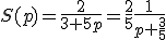 S(p)=\frac{2}{3+5p}=\frac{2}{5}\frac{1}{p+\frac{3}{5}}