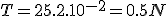 T=25.2.10^{-2}=0.5N