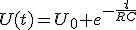 U(t)=U_0 e^{-\frac{t}{RC}}