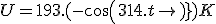 U = 193.(-cos(314.t)) + K