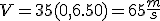 V = 35 + (0,6 . 50) = 65 \frac{m}{s}