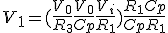 V_1 = (\frac{V_0}{R_3}+\frac{V_0}{Cp}+\frac{V_i}{R_1}) \frac{R_1 Cp}{Cp+R_1}