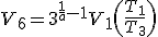 V_6=3^{\frac{1}{a}-1}V_1\(\frac{T_1}{T_3}\)