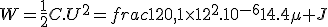 W=\frac{1}{2}C.U^2=frac{1}{2}0,1\times12^2.10^{-6}14.4\mu J