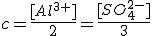 c=\frac{[Al^{3+}]}{2}=\frac{[SO_4^{2-}]}{3}