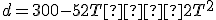 d = 300 - 52T  + 2T^2