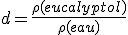 d=\frac{\rho(eucalyptol)}{\rho(eau)}