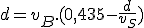 d=v_B.(0,435-\frac{d}{v_S})