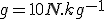 g = 10 N.kg^{-1}