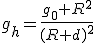 g_h=\frac{g_0 R^2}{(R+d)^2}