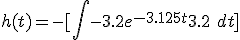 h(t) = -[\int -3.2e^{-3.125t} + 3.2\ dt]