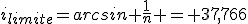 i_{limite}=arcsin \frac{1}{n} = 37,766