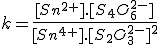 k=\frac{[Sn^{2+}].[S_4O_6^{2-}]}{[Sn^{4+}].[S_2O_3^{2-}]^2}