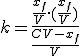 k=\frac{\frac{x_f}{V}.(\frac{x_f}{V})}{\frac{CV-x_f}{V}}