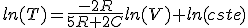 ln(T)=\frac{-2R}{5R+2C}ln(V)+ln(cste)