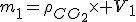 m_1=\rho_{CO_2}\times V_1