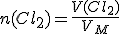 n(Cl_2)=\frac{V(Cl_2)}{V_M}