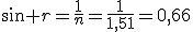 sin r=\frac{1}{n}=\frac{1}{1,51}=0,66