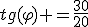 tg(\varphi) =\frac{30}{20}