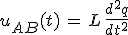 u_{AB}(t)\,=\,L\,\frac{d^2q}{dt^2}