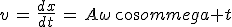v\,=\,\frac{dx}{dt}\,=\,A\omega\,cos\omega t