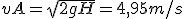 vA=\sqrt{2gH}=4,95m/s