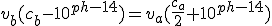 v_b(c_b-10^{ph-14})=v_a(\frac{c_a}{2}+10^{ph-14})