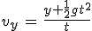 v_y\,=\,\frac{y+\frac{1}{2}gt^2}{t}