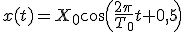 x(t)=X_0\cos\(\frac{2\pi}{T_0}t+0,5\)