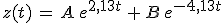 z(t)\,=\,A\,e^{2,13t}\,+\,B\,e^{-4,13t}