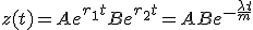 z(t) = Ae^{r_1t} + Be^{r_2t} = A + Be^{-\frac{\lambda t}{m}}