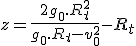 z=\frac{2g_0.R_t^2}{g_0.R_t-v_0^2}-R_t