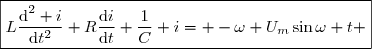 \boxed{L\dfrac{\text{d}^2 i}{\text{d}t^2}+R\dfrac{\text{d}i}{\text{d}t}+\dfrac{1}{C} i= -\omega U_m\sin\omega t }